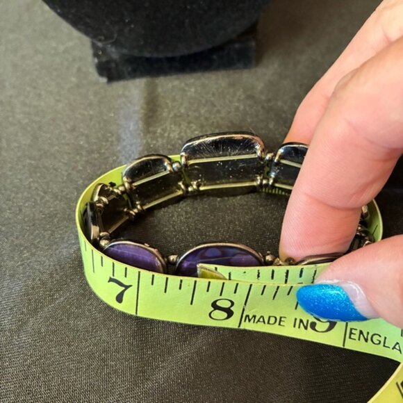 Purple Abalone Shell Necklace & Stretch Bracelet Set - Picture 9 of 10